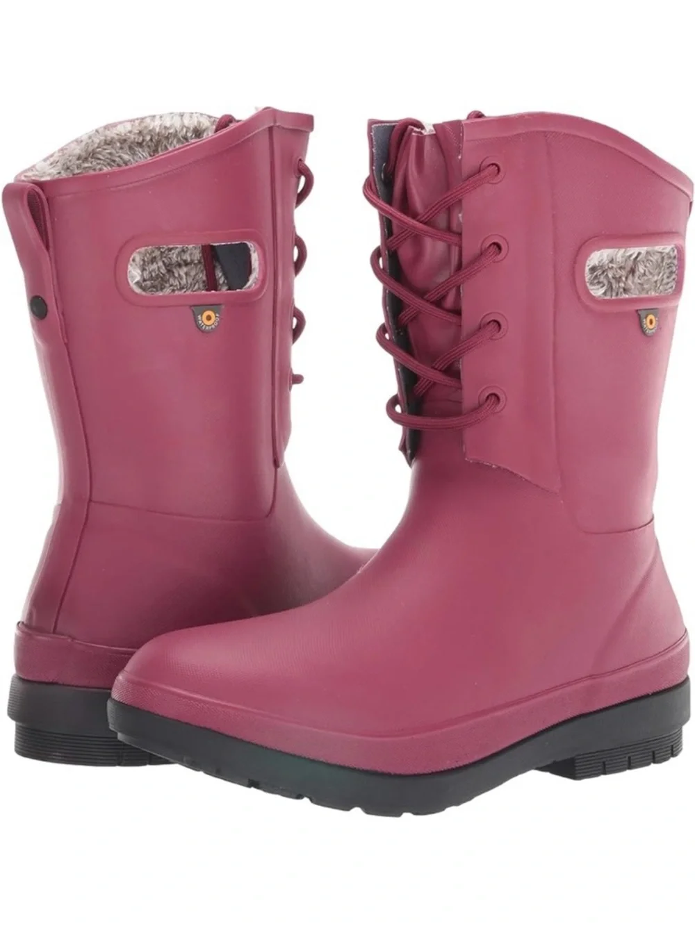 BOGS | Cranberry Amanda Plush II Waterproof Lace-up Rain Boots | Size 6